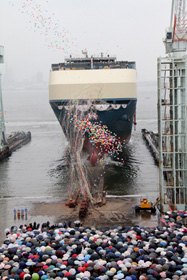 20120309mitsubishig - 三菱重工／神戸造船所の最終建造商船、進水式