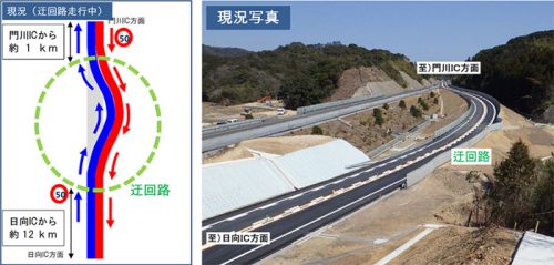 20160606nexcowest 500x239 - 東九州自動車道／建設資材不足で、門川IC付近う回路走行期間延長