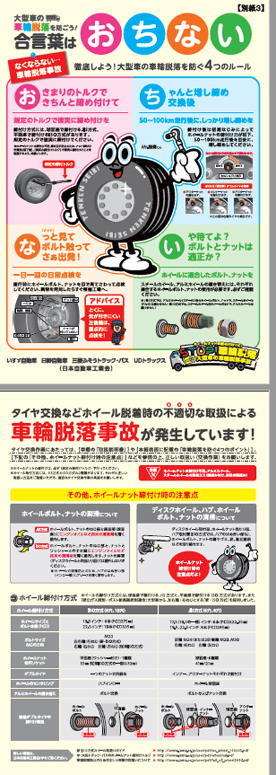 20181023kokkosyo - 国交省／大型車の車輪脱落事故が増加傾向、特に左後輪に注意