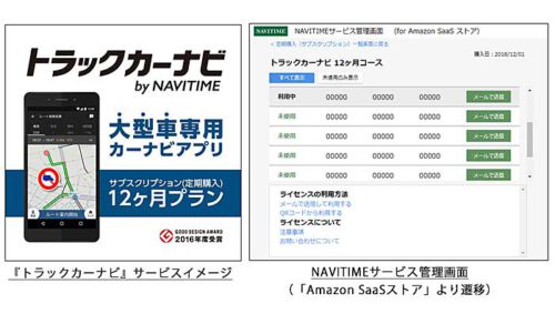 20190107navitime 500x283 - ナビタイム／Amazon SaaSストアでトラックカーナビ販売