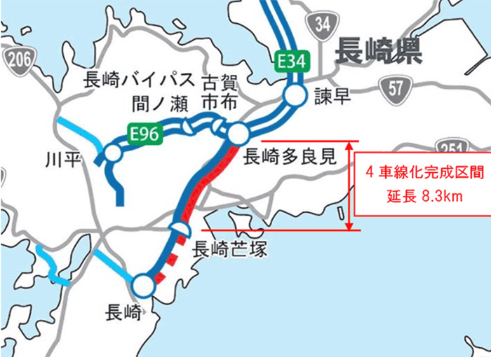 20190618nexcow - 長崎自動車道／6月28日、長崎芒塚IC～長崎多良見IC間、4車線運用開始