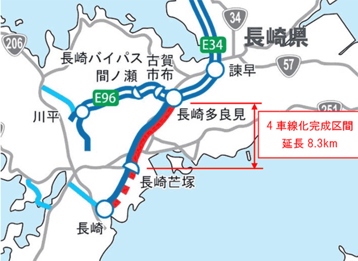 長崎自動車道/6月28日、長崎芒塚IC~長崎多良見IC間、4車線運用開始 20190618nexcow - 長崎自動車道/6月28日、長崎芒塚IC~長崎多良見IC間、4車線運用開始
