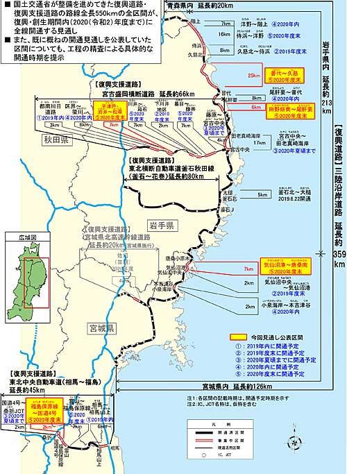 復興道路・復興支援道路/2020年度末に全線開通、物流効率化に効果 20190808kokudo1 - 復興道路・復興支援道路/2020年度末に全線開通、物流効率化に効果