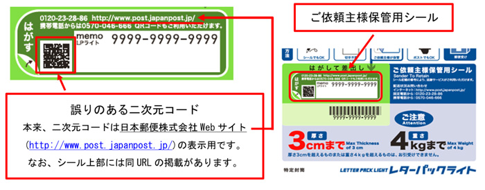 日本郵便／レターパックライトの二次元コードに誤り、影響はなし 