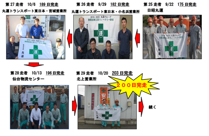 丸運/無事故無災害ウィークリー駅伝200日完走達成 20191031maruun2 - 丸運/無事故無災害ウィークリー駅伝200日完走達成