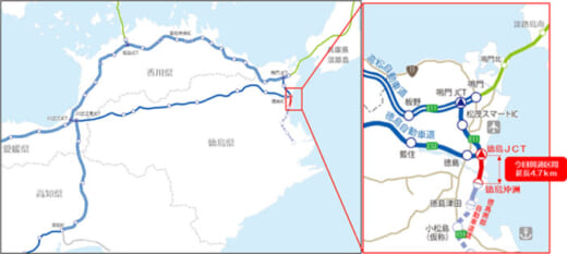 20220302nexcow31 520x233 - 徳島南部自動車道／徳島JCT～徳島沖洲IC間3月21日開通