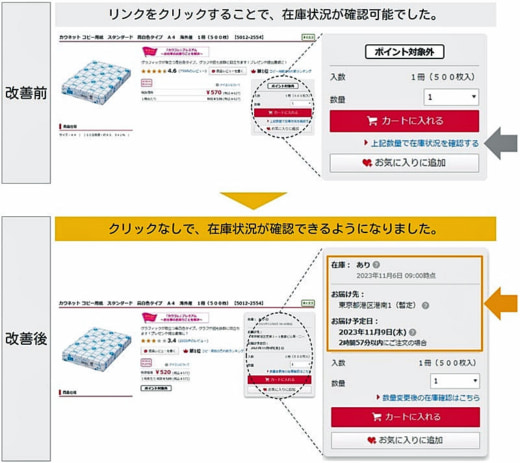 20231206cownet 520x463 - カウネット／在庫の有無とお届け予定日確認の新機能追加